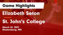 Elizabeth Seton  vs St. John's College  Game Highlights - March 24, 2022