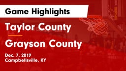Taylor County  vs Grayson County  Game Highlights - Dec. 7, 2019