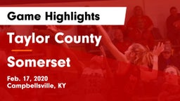Taylor County  vs Somerset Game Highlights - Feb. 17, 2020