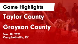 Taylor County  vs Grayson County  Game Highlights - Jan. 18, 2021