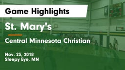St. Mary's  vs Central Minnesota Christian Game Highlights - Nov. 23, 2018