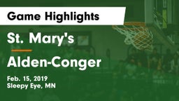 St. Mary's  vs Alden-Conger  Game Highlights - Feb. 15, 2019