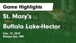 St. Mary's  vs Buffalo Lake-Hector  Game Highlights - Feb. 19, 2019