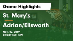 St. Mary's  vs Adrian/Ellsworth Game Highlights - Nov. 22, 2019