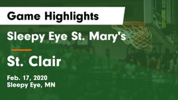 Sleepy Eye St. Mary's  vs St. Clair  Game Highlights - Feb. 17, 2020
