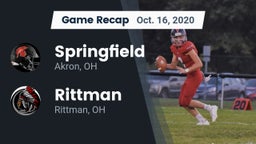 Recap: Springfield  vs. Rittman  2020