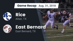 Recap: Rice  vs. East Bernard  2018