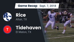 Recap: Rice  vs. Tidehaven  2018