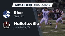 Recap: Rice  vs. Hallettsville  2018