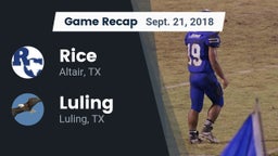 Recap: Rice  vs. Luling  2018