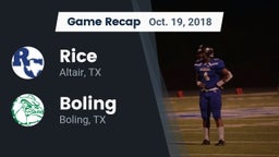 Recap: Rice  vs. Boling  2018