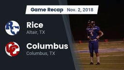Recap: Rice  vs. Columbus  2018