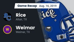 Recap: Rice  vs. Weimar  2019