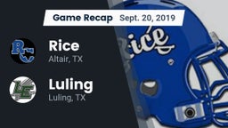 Recap: Rice  vs. Luling  2019