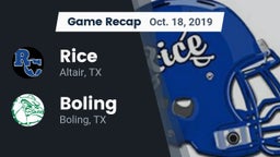 Recap: Rice  vs. Boling  2019