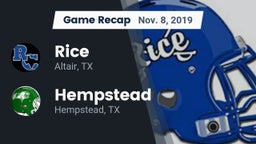 Recap: Rice  vs. Hempstead  2019