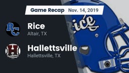 Recap: Rice  vs. Hallettsville  2019