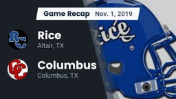 Recap: Rice  vs. Columbus  2019