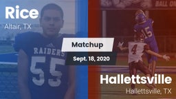 Matchup: Rice vs. Hallettsville  2020