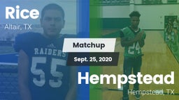 Matchup: Rice vs. Hempstead  2020