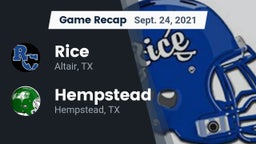 Recap: Rice  vs. Hempstead  2021