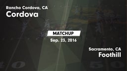 Matchup: Cordova vs. Foothill  2016