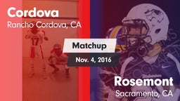 Matchup: Cordova vs. Rosemont  2016