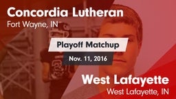 Matchup: Concordia Lutheran vs. West Lafayette  2016