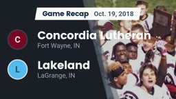 Recap: Concordia Lutheran  vs. Lakeland  2018