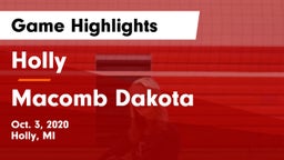 Holly  vs Macomb Dakota Game Highlights - Oct. 3, 2020