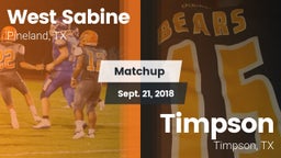Matchup: West Sabine vs. Timpson  2018