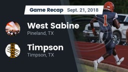 Recap: West Sabine  vs. Timpson  2018