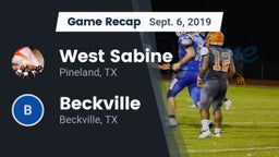 Recap: West Sabine  vs. Beckville  2019