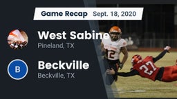 Recap: West Sabine  vs. Beckville  2020