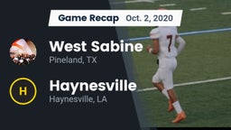 Recap: West Sabine  vs. Haynesville  2020