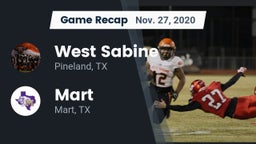 Recap: West Sabine  vs. Mart  2020