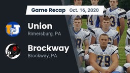 Recap: Union  vs. Brockway  2020
