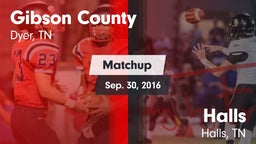 Matchup: Gibson County vs. Halls  2016