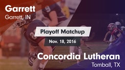 Matchup: Garrett vs. Concordia Lutheran  2016
