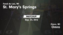 Matchup: St. Mary's Springs vs. Omro  2016