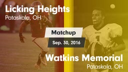 Matchup: Licking Heights vs. Watkins Memorial  2016