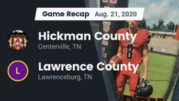 Recap: Hickman County  vs. Lawrence County  2020