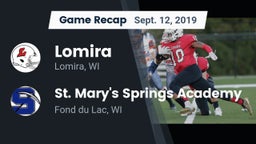 Recap: Lomira  vs. St. Mary's Springs Academy  2019