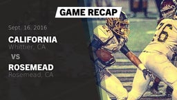 Recap: California  vs. Rosemead  2016