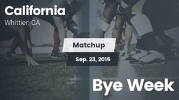 Matchup: California vs. Bye Week 2016
