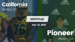 Matchup: California vs. Pioneer  2016