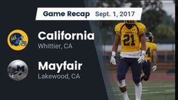 Recap: California  vs. Mayfair  2017