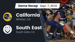Recap: California  vs. South East  2018