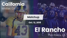 Matchup: California vs. El Rancho  2018