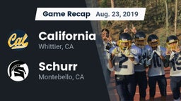 Recap: California  vs. Schurr  2019
